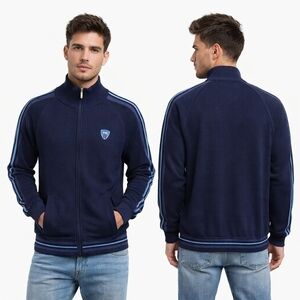 MOSSIMO Mens Zip Up Track Jacket Large Navy Y2K Retro Athleisure Skater